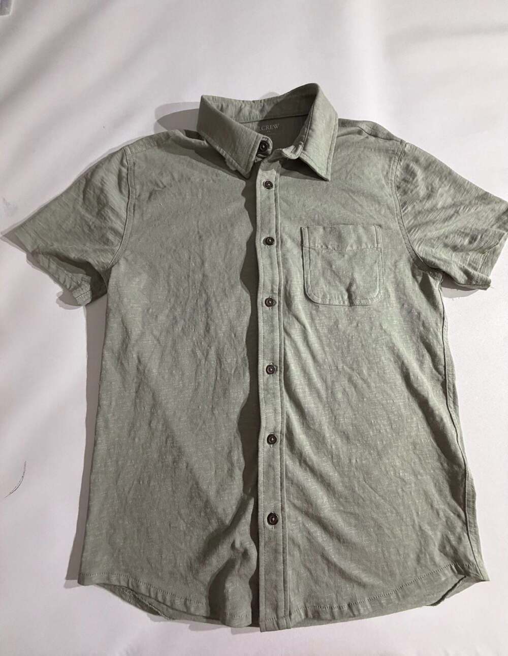 J.Crew Sage Green Short Sleeve Button Up Shirt Mens M
